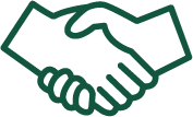 Grön symbol av ett handslag
